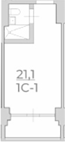 Студия, 21.1 м², 3/4 этаж, ЖК «Комплекс Luciano»