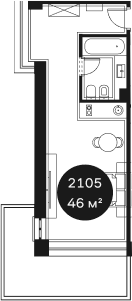 Объект, 45.66 м², 2/4 этаж, ЖК «Резиденция Волна»