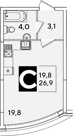 Продается 1-комн. квартира, 26.9 м²