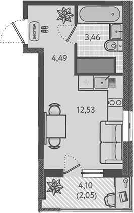 Студия, 20.48 м², 12/18 этаж, ЖК «Теплые края»