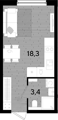 Студия, 21.7 м², 2/16 этаж, ЖК «DОГМА ПАРК»