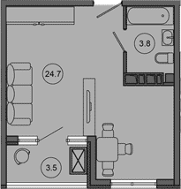 Студия, 28.5 м², 7/10 этаж, ЖК «Гостиничный комплекс GREENMONT»