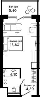 Студия, 27.7 м², 8/8 этаж, ЖК «Курортный отель Алеан Селект Агой»