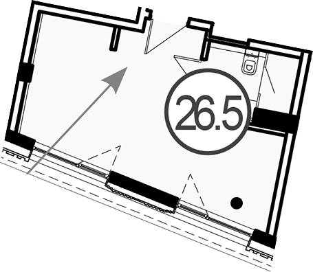 Студия, 26.5 м², 2/3 этаж, ЖК «Гостиничный комплекс GRAND CASCADE»