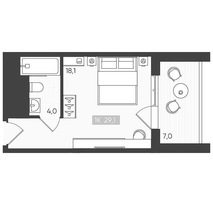 Студия, 22.3 м², 4/6 этаж, ЖК «Палаццо Де Агой»