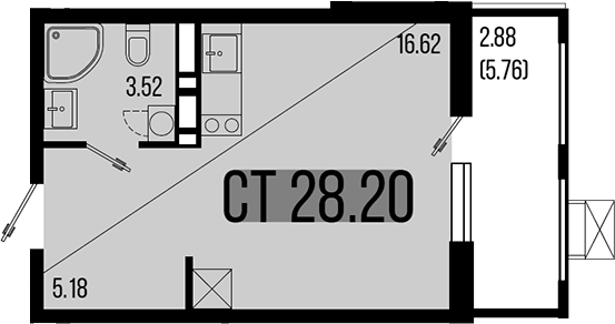 Студия, 25.32 м², 7/8 этаж, ЖК «Цветной бульвар»