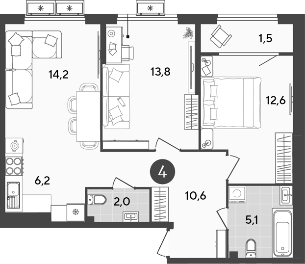 Продается 3-комн. квартира, 64.5 м²