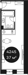 Объект, 36.85 м², 4/4 этаж, ЖК «Резиденция Волна»