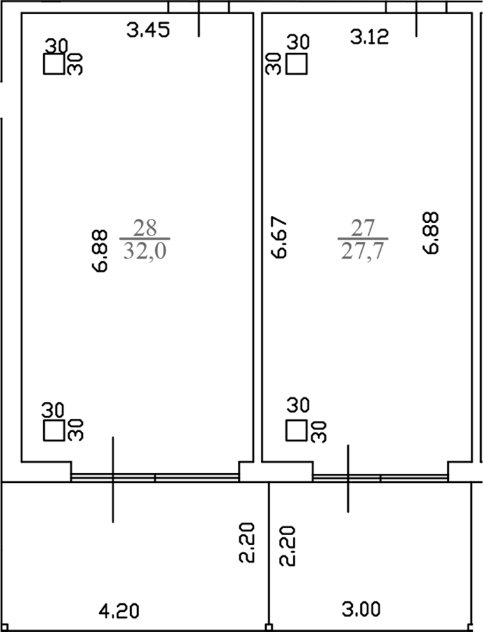 Объект, 59.7 м², 4/4 этаж, ЖК «White Village»