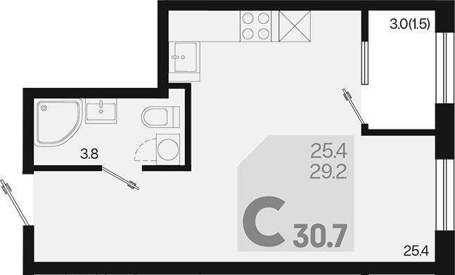 Продается 1-комн. квартира, 29.2 м²