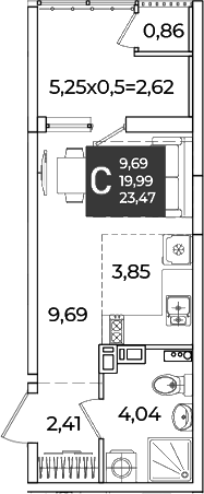 Студия, 19.99 м², 4/18 этаж, ЖК «Образцово»