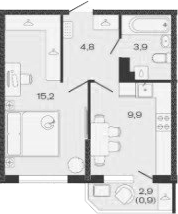 Продается 1-комн. квартира, 33.8 м²