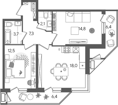 Продается 3-комн. квартира, 58.4 м²
