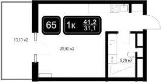 Продается 1-комн. квартира, 31.1 м²