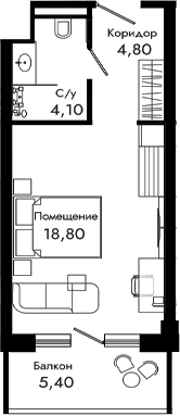Студия, 27.7 м², 6/8 этаж, ЖК «Курортный отель Алеан Селект Агой»