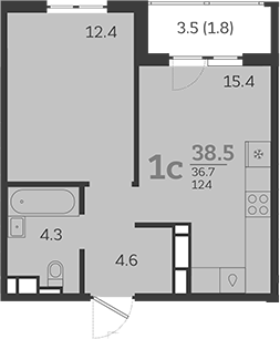Продается 2-комн. квартира, 36.7 м²