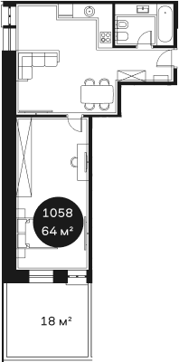 Объект, 63.72 м², 1/4 этаж, ЖК «Резиденция Волна»