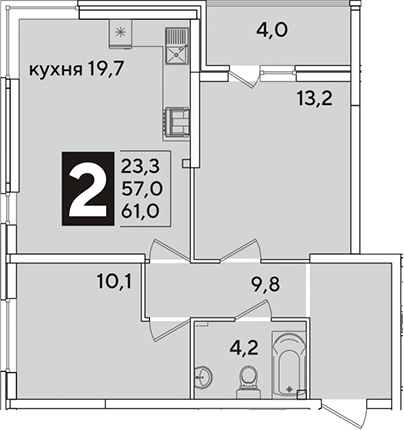 Продается 3-комн. квартира, 57 м²