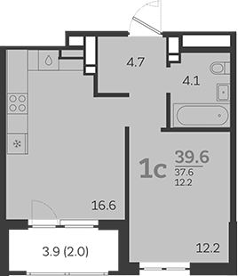 Продается 2-комн. квартира, 37.6 м²