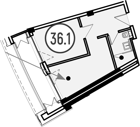 Объект, 36.1 м², 4/4 этаж, ЖК «Гостиничный комплекс GRAND CASCADE»