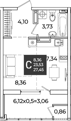Продается 1-комн. квартира, 23.53 м²