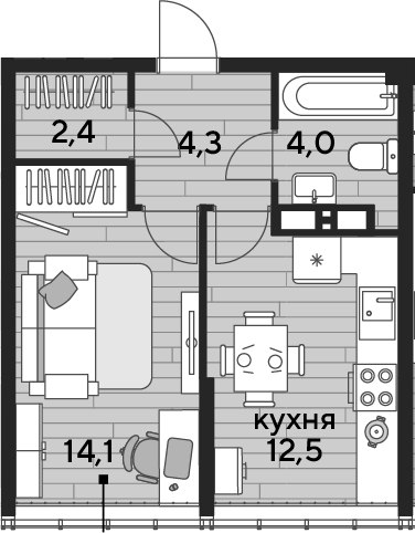 Продается 1-комн. квартира, 37.3 м²