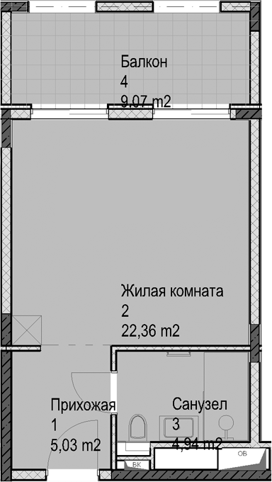 Студия, 32.3 м², 3/6 этаж, ЖК «Гостиничный комплекс Николай 1»