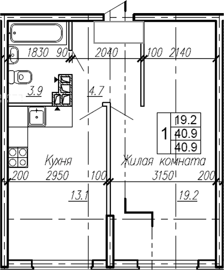 Продается 1-комн. квартира, 40.9 м²