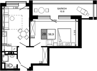 Продается 2-комн. квартира, 46.1 м²