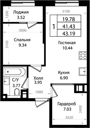 Продается 2-комн. квартира, 40.96 м²