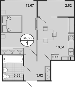 1-комн., 31.86 м², 7/9 этаж, ЖК «Событие»