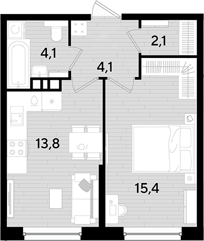 1-комн., 39.5 м², 3/16 этаж, ЖК «DОГМА ПАРК»