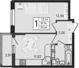 Продается 1-комн. квартира, 31.74 м²