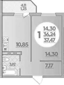Продается 1-комн. квартира, 36.24 м²