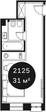Объект, 30.79 м², 2/4 этаж, ЖК «Резиденция Волна»