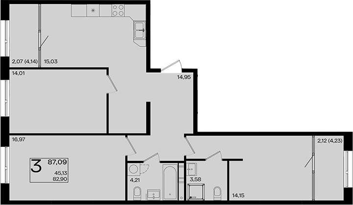 4+ комнаты, 82.9 м², 7/9 этаж, ЖК «Патрики»
