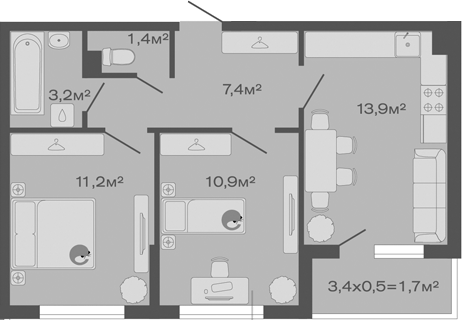 Продается 2-комн. квартира, 48 м²