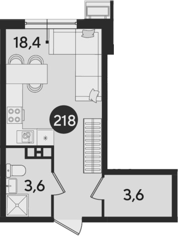 Студия, 25.6 м², 3/9 этаж, ЖК «Парк Победы»