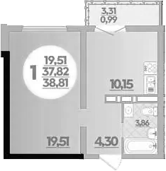 1-комн., 37.82 м², 8/16 этаж, ЖК «Город у моря»