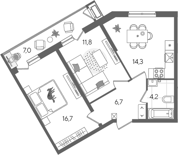 Продается 2-комн. квартира, 53.7 м²