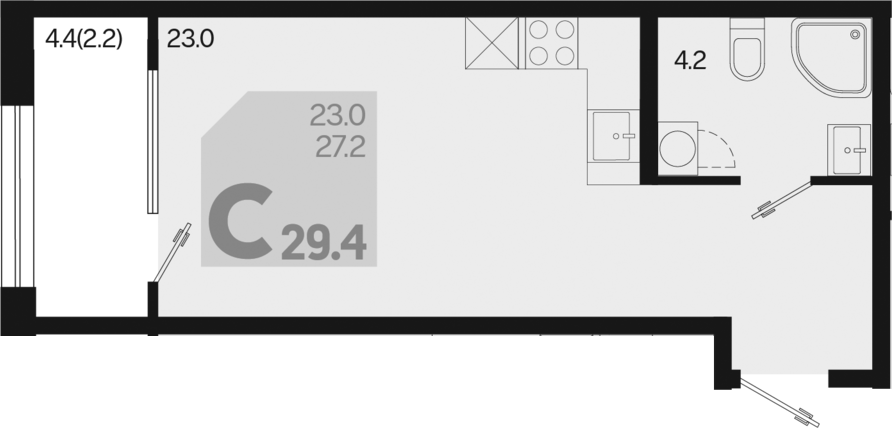 Продается 1-комн. квартира, 27.2 м²