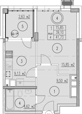 1-комн., 39.1 м², 1/9 этаж, ЖК «Agoy Park Residence by Lavicon»