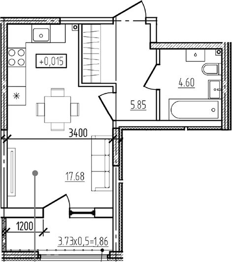 Студия, 28.13 м², 1/9 этаж, ЖК «Моренуар»