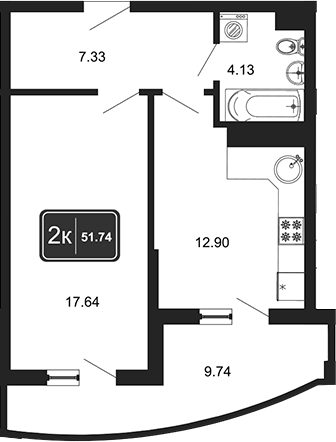 1-комн., 42.11 м², 3/8 этаж, ЖК «Гостиничный комплекс Marine Garden 4»