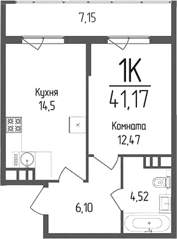1-комн., 37.59 м², 4/9 этаж, ЖК «Кумир»