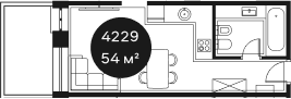 Объект, 54.32 м², 4/4 этаж, ЖК «Резиденция Волна»