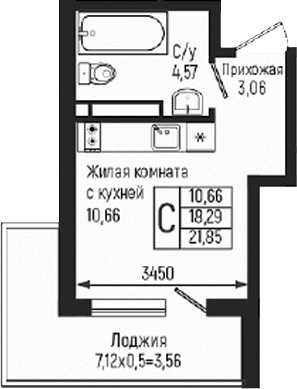 Студия, 18.29 м², 2/18 этаж, ЖК «Ботаника Хиллс»