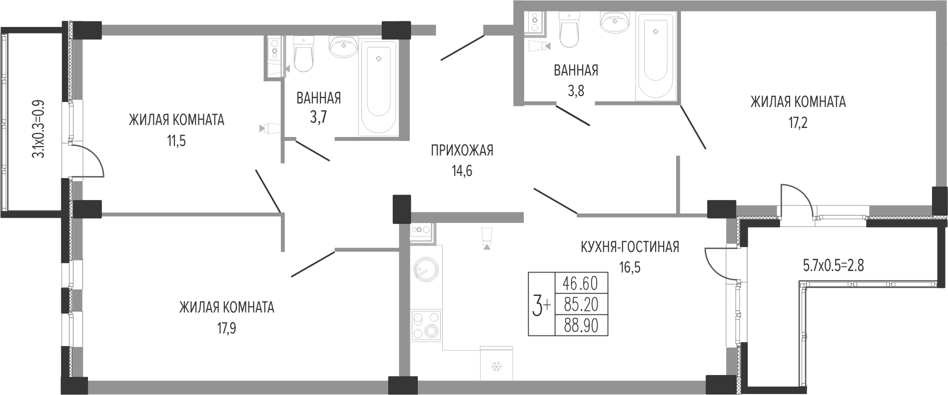 4-комн. Екатерининский парк