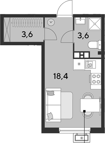 Продается 1-комн. квартира, 25.6 м²