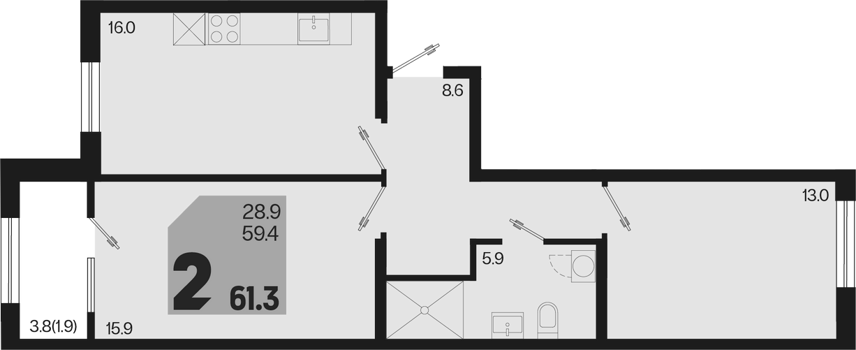 Продается 3-комн. квартира, 59.4 м²